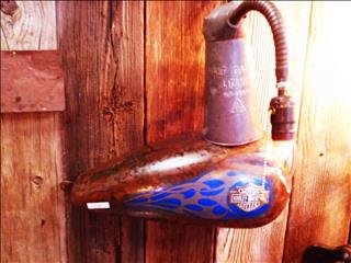 Steampunk Harley lamp, super fun stuff always in stock. 