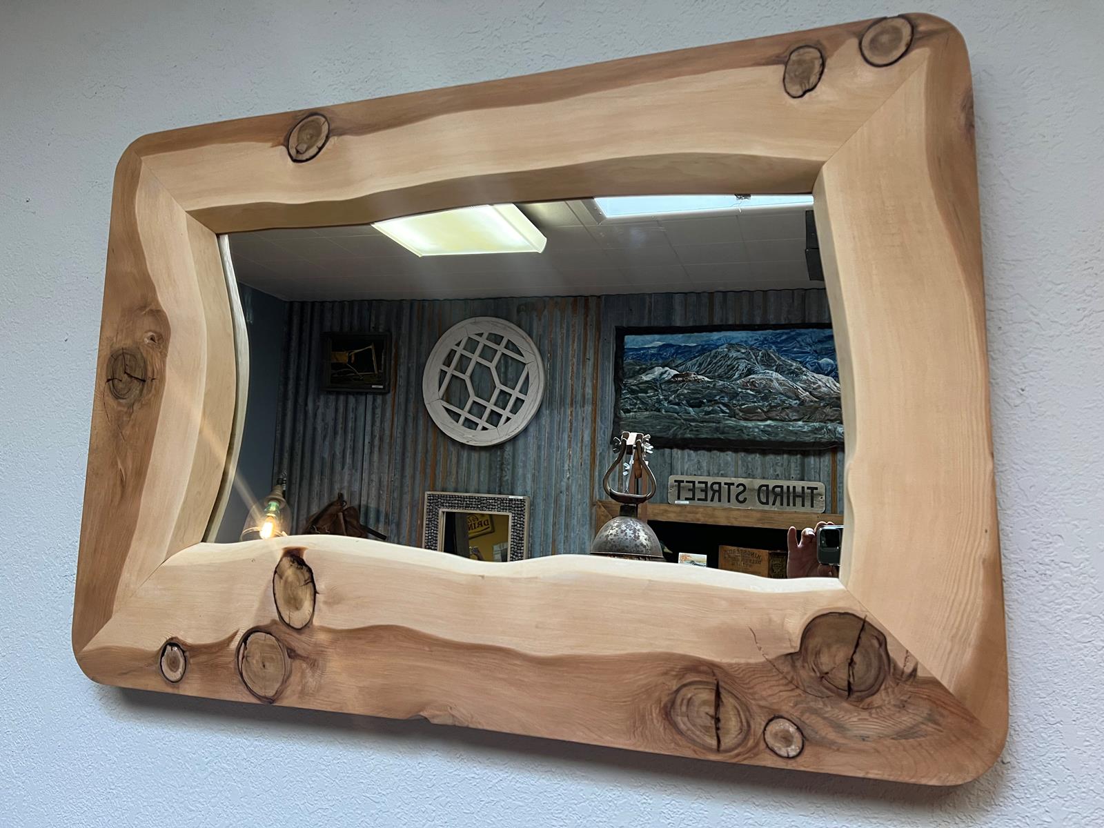 Live edge midcentury mirror 0